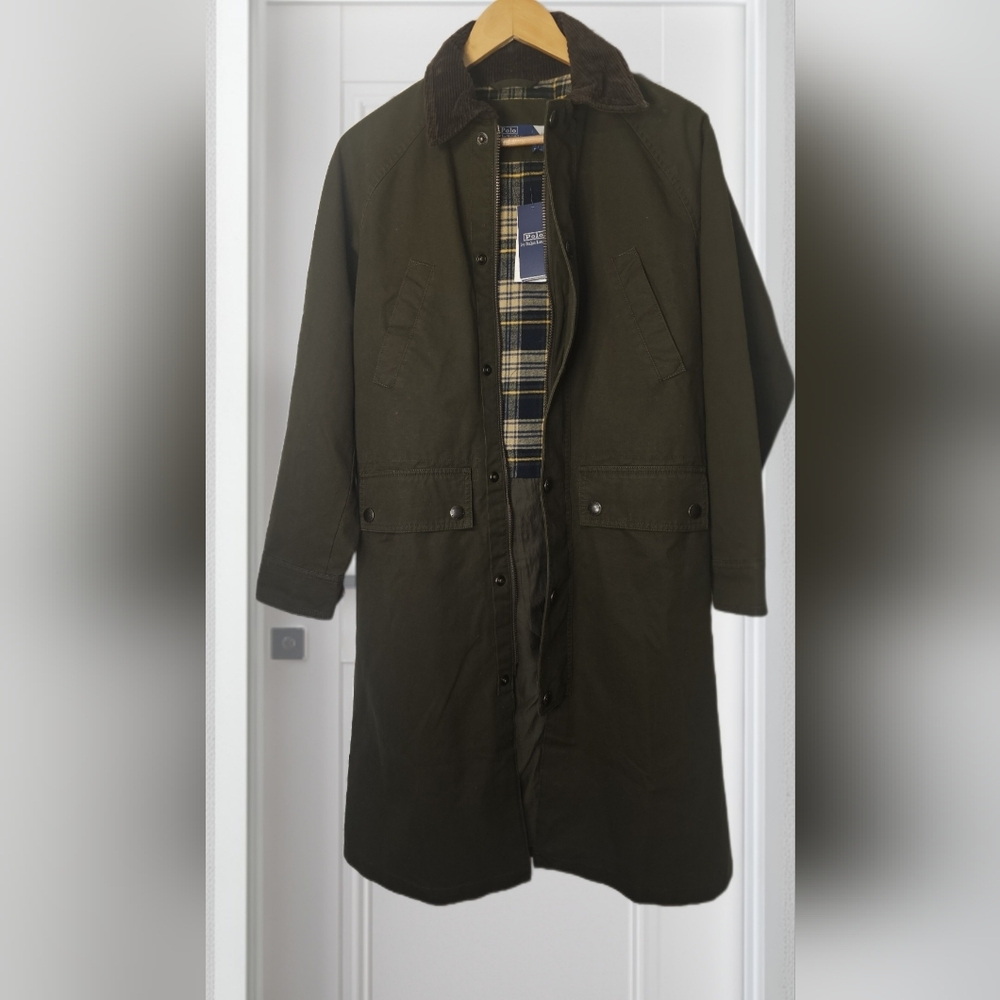 SOLD - Polo by Ralph Lauren Dark Green Trench Coat (?Small) - Picture 2 of 5
